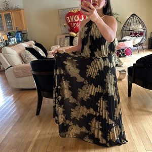 Brand new dress black and gold with gold necklace